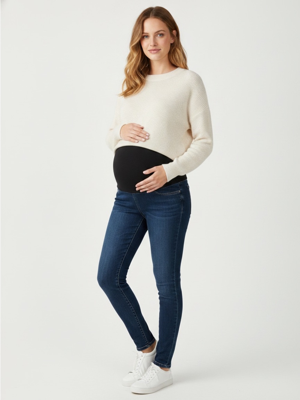 Liz Lange Dark Blue Maternity Skinny Jeans with Black Panel